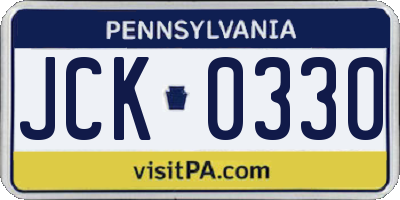 PA license plate JCK0330