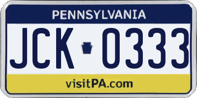 PA license plate JCK0333