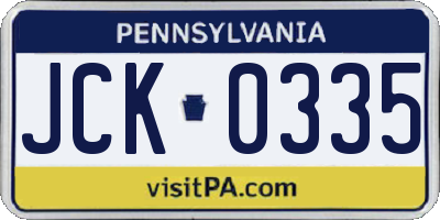 PA license plate JCK0335