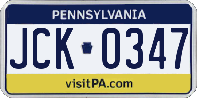 PA license plate JCK0347