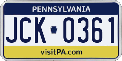 PA license plate JCK0361