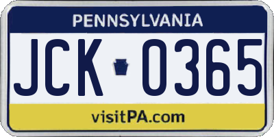 PA license plate JCK0365