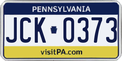 PA license plate JCK0373