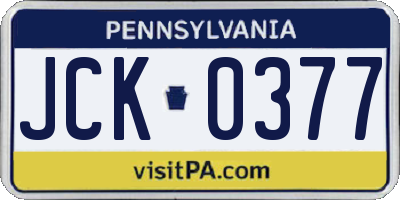 PA license plate JCK0377