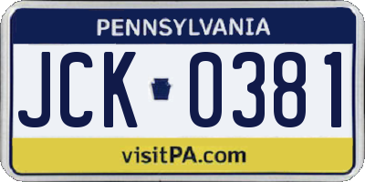 PA license plate JCK0381