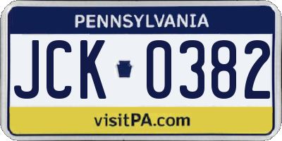PA license plate JCK0382