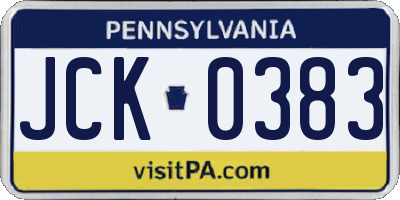 PA license plate JCK0383