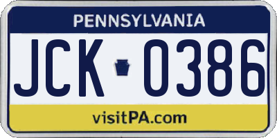 PA license plate JCK0386