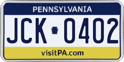PA license plate JCK0402
