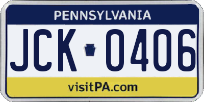 PA license plate JCK0406