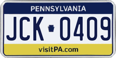 PA license plate JCK0409