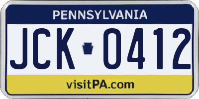 PA license plate JCK0412