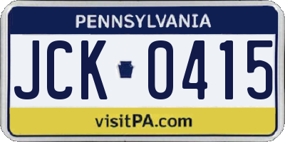 PA license plate JCK0415