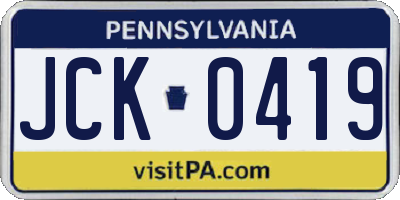 PA license plate JCK0419