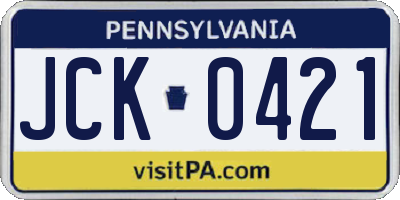 PA license plate JCK0421