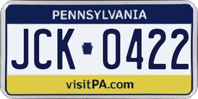 PA license plate JCK0422
