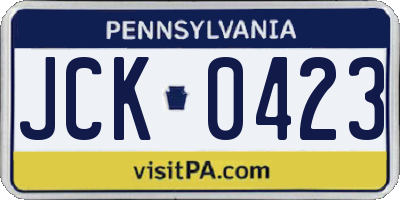PA license plate JCK0423