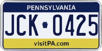 PA license plate JCK0425