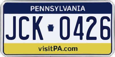 PA license plate JCK0426