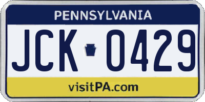 PA license plate JCK0429