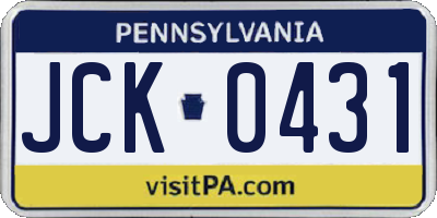 PA license plate JCK0431