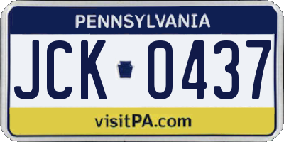 PA license plate JCK0437