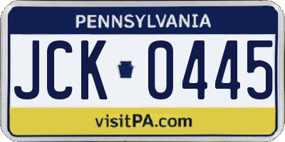 PA license plate JCK0445