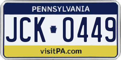 PA license plate JCK0449
