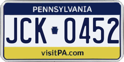 PA license plate JCK0452