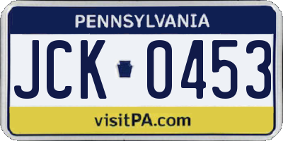 PA license plate JCK0453