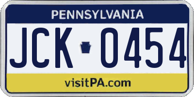 PA license plate JCK0454