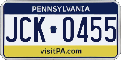 PA license plate JCK0455