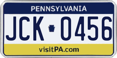 PA license plate JCK0456