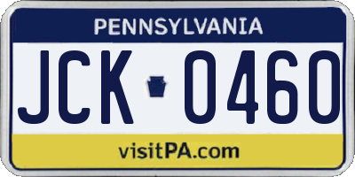 PA license plate JCK0460