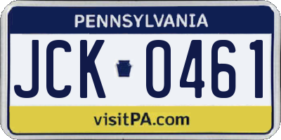 PA license plate JCK0461