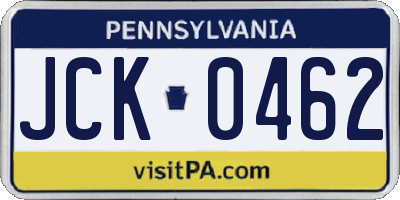 PA license plate JCK0462