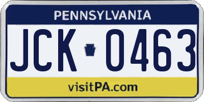 PA license plate JCK0463