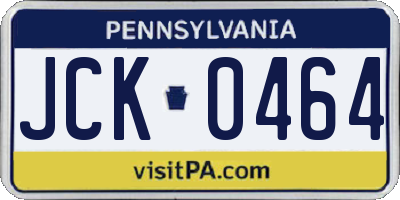 PA license plate JCK0464