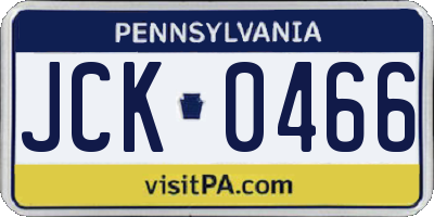 PA license plate JCK0466