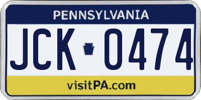 PA license plate JCK0474