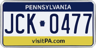 PA license plate JCK0477