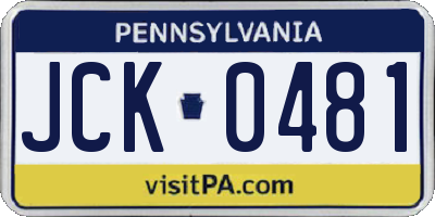 PA license plate JCK0481