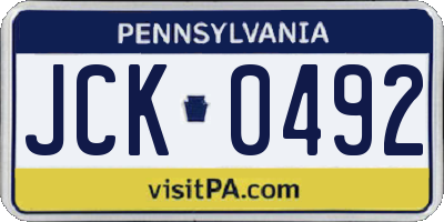 PA license plate JCK0492