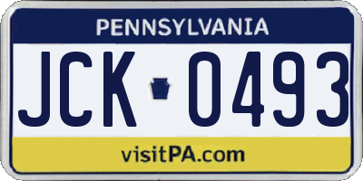 PA license plate JCK0493
