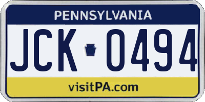 PA license plate JCK0494