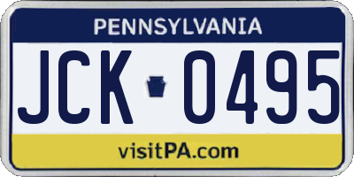 PA license plate JCK0495