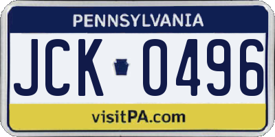 PA license plate JCK0496