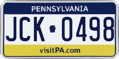 PA license plate JCK0498