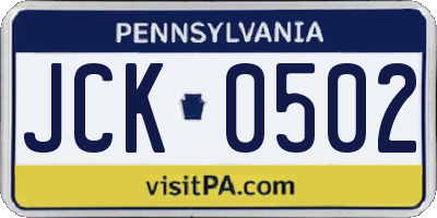 PA license plate JCK0502