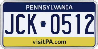 PA license plate JCK0512